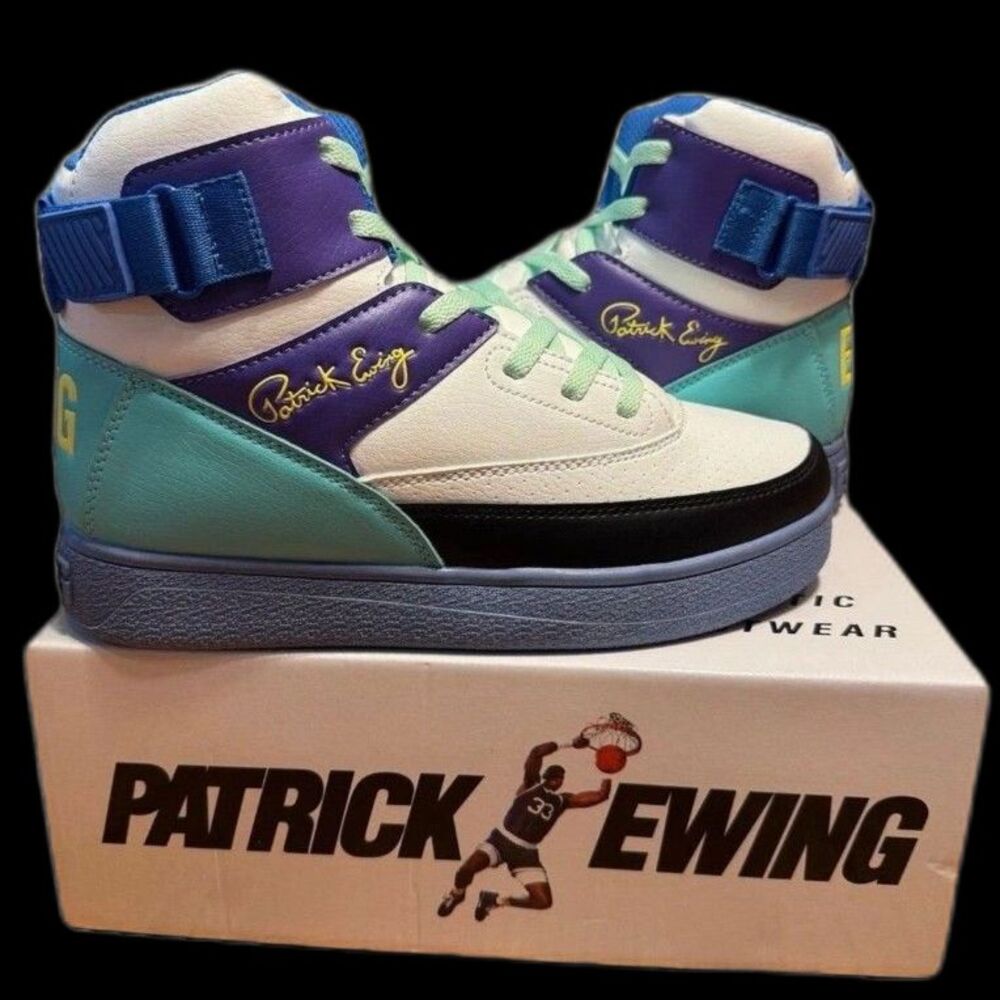 Patrick Ewing 33 Orion Strap Basketball Shoes Youth Size 7 Purple Tiffany Yellow